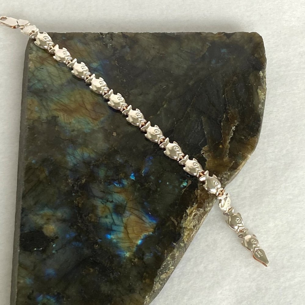 Sterling Silver Milor 925 Italy Hollow Puffy Fish Link Sea Life Bracelet 6-7/8" - Picture 5 of 16